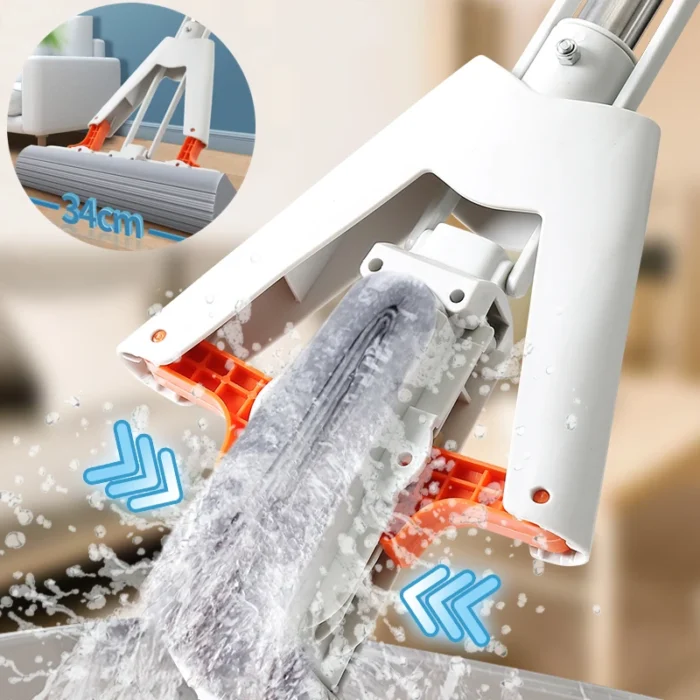 Self-Cleaning Sponge Mop Hands-Free Washing, Magic Flat Floor Wiper-homefindsnart